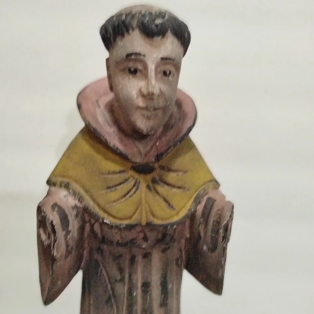 Antique religious saint wooden hand carved sculpture Spanish hand painted - Picture 4 of 11